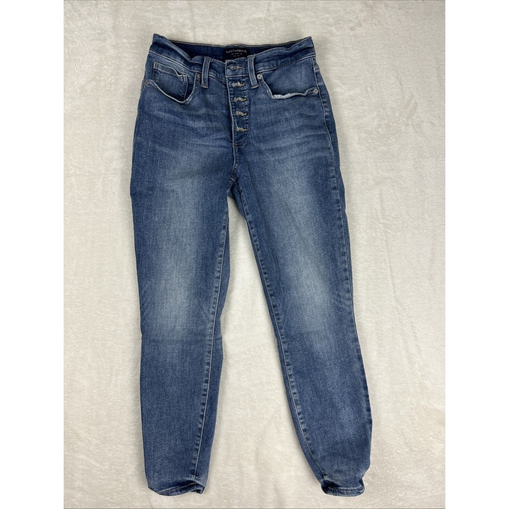 Lucky Brand High-Rise Skinny Bridgette Ankle Jeans 8/29 Button Fly Blue Denim